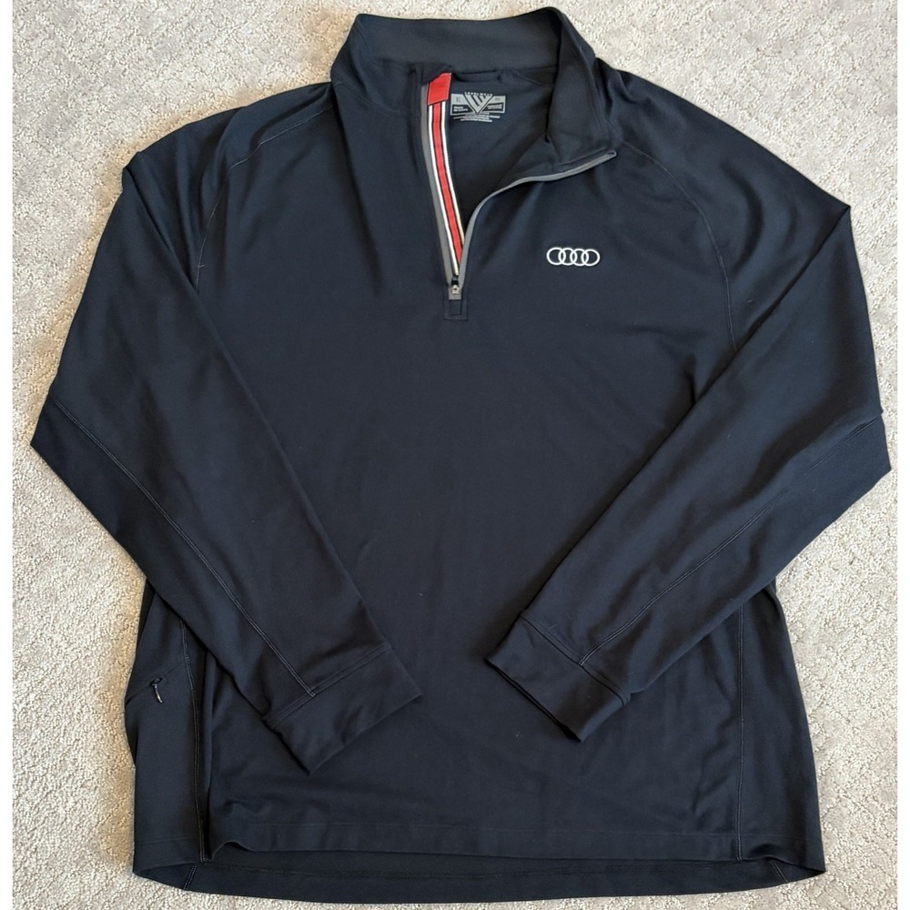 Levelwear 1/4 Zip Pullover Audi Embroidered XL Red Zipper Detail Longsleeve EUC
